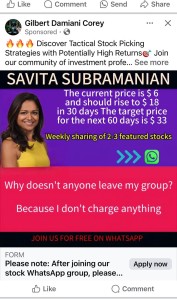 Example of social media investment scam ad